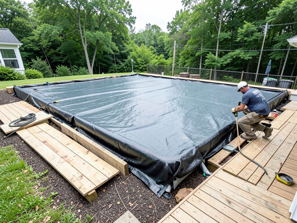 Protecting your inground pool and deck during a ma